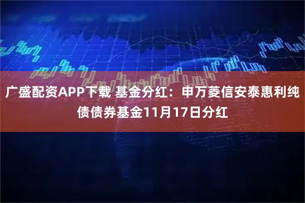 广盛配资APP下载 基金分红:申万菱信安泰惠利纯债债券基金11月17日分红